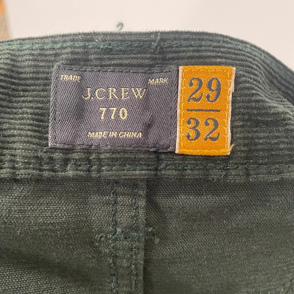 J Crew 770 Corduroy Pants Deep‎ Green Slim Fit Mens Size 29x32